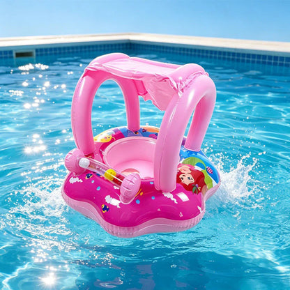 🔥50% Kedvezmény🏷️⛵💦 Mini kapitány a medencében! Gyerek jacht alakú úszómatrac – 🌞naptetővel, 🔫beépített vízipisztollyal, 🛡️biztonságos ülőke