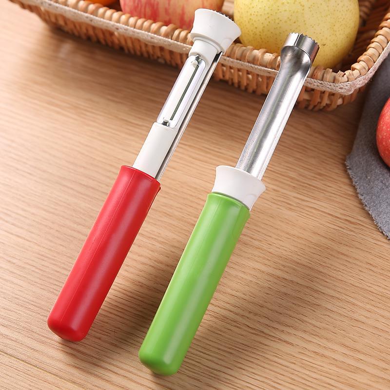 🔥50% Kedvezmény🏷️📦Kombinált csomag🍎🔪 Egy eszköz, két funkció! 2 az 1-ben gyümölcsmag-eltávolító és hámozó – 🍏éles penge, 🤲csúszásmentes fogantyú, 🧼könnyű tisztítás