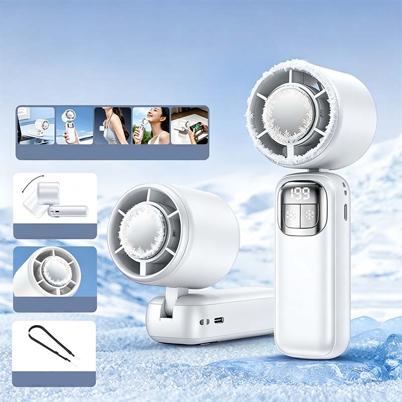 ⏰ Korlátozott ideig érvényes ajánlat 🎁❄️ Félvezető hűtésű kézi ventilátor, 🌀 199 sebességfokozat, 🔋 48 órás akkumulátor-üzemidő – 5 az 1-ben hűtőtárs