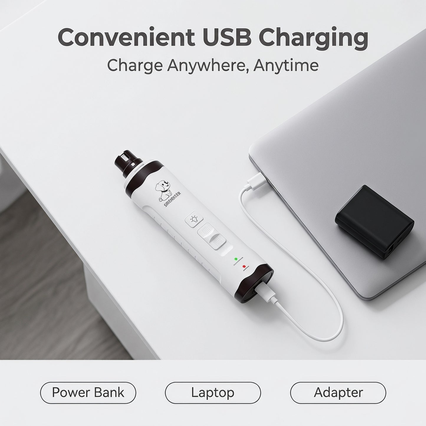 "1+1 brezplačno 🎁✨" 🐾 Brusilnik za nohte hišnih ljubljenčkov – varovalne odprtine 💡 dvojna LED osvetlitev ⚙️ nastavljiva hitrost 🔋 USB polnjenje