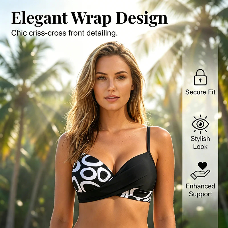 🔥50% Kedvezmény🏷️👙 Kétrészes, push-up hatású bikini szett – 🌊 elegáns wrap kialakítás, 🏖️ prémium rugalmas anyag