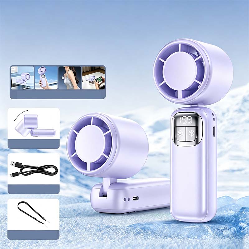 ⏰ Korlátozott ideig érvényes ajánlat 🎁❄️ Félvezető hűtésű kézi ventilátor, 🌀 199 sebességfokozat, 🔋 48 órás akkumulátor-üzemidő – 5 az 1-ben hűtőtárs