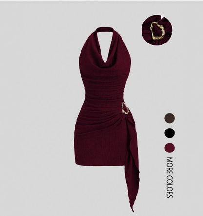 👗 Női alkalmi, nyakpántos, hátkivágásos, testhezálló, V-nyakú ruha ✨
