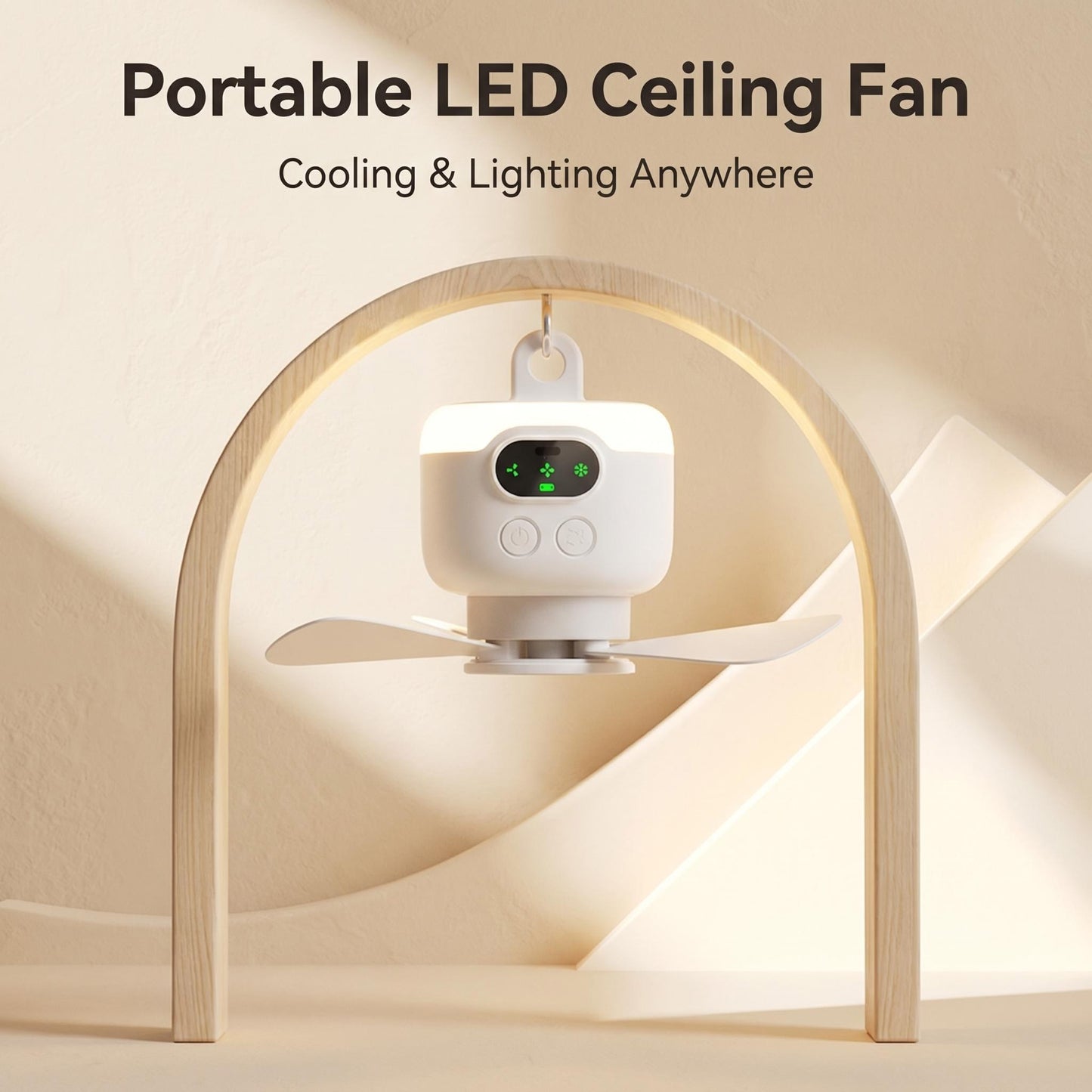 🔋 Újratölthető mennyezeti ventilátor LED-es világítással 💡