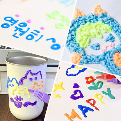 🔥50% popust🏷️🎨 Čarobni 3D flomasterji PUFFPENS – 6-barvni komplet ⚡ hitro napihovanje 🌟 večpovršinska uporaba 🎁 otroško ustvarjalno darilo