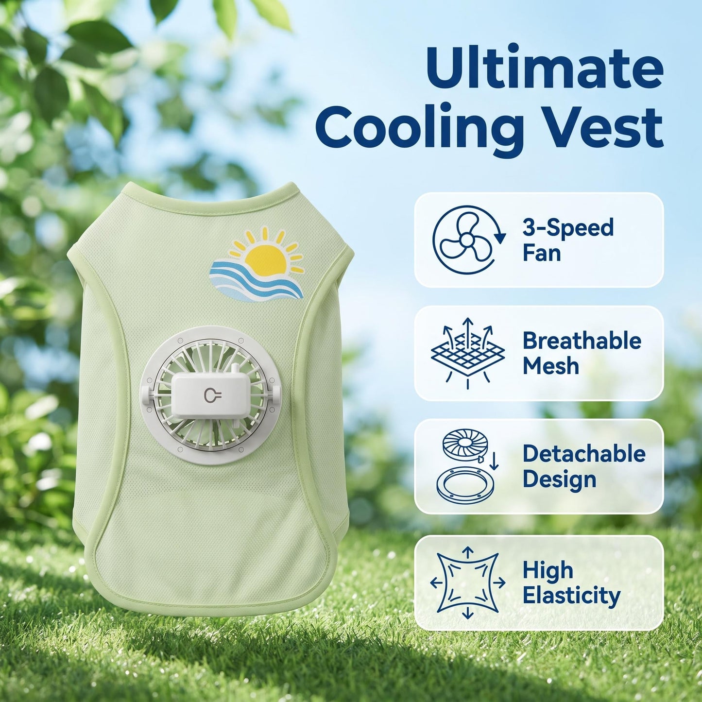 🔥50% popust🏷️🐕 Hladite svojega ljubljenčka poleti! Hladilna majica z ventilatorjem – 🌬️ 3 hitrosti, ❄️ Ice Silk tkanina, 🔋 odstranljiv ventilator