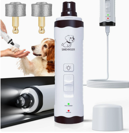 "1+1 brezplačno 🎁✨" 🐾 Brusilnik za nohte hišnih ljubljenčkov – varovalne odprtine 💡 dvojna LED osvetlitev ⚙️ nastavljiva hitrost 🔋 USB polnjenje