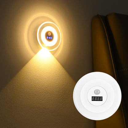 “1+1 ingyen 🎁✨” 🔥50% Kedvezmény🏷️💡 Intelligens LED-es éjszakai lámpa órával – 🌙 mozgásérzékelő, 3 színű fény, 🔋 energiahatékony