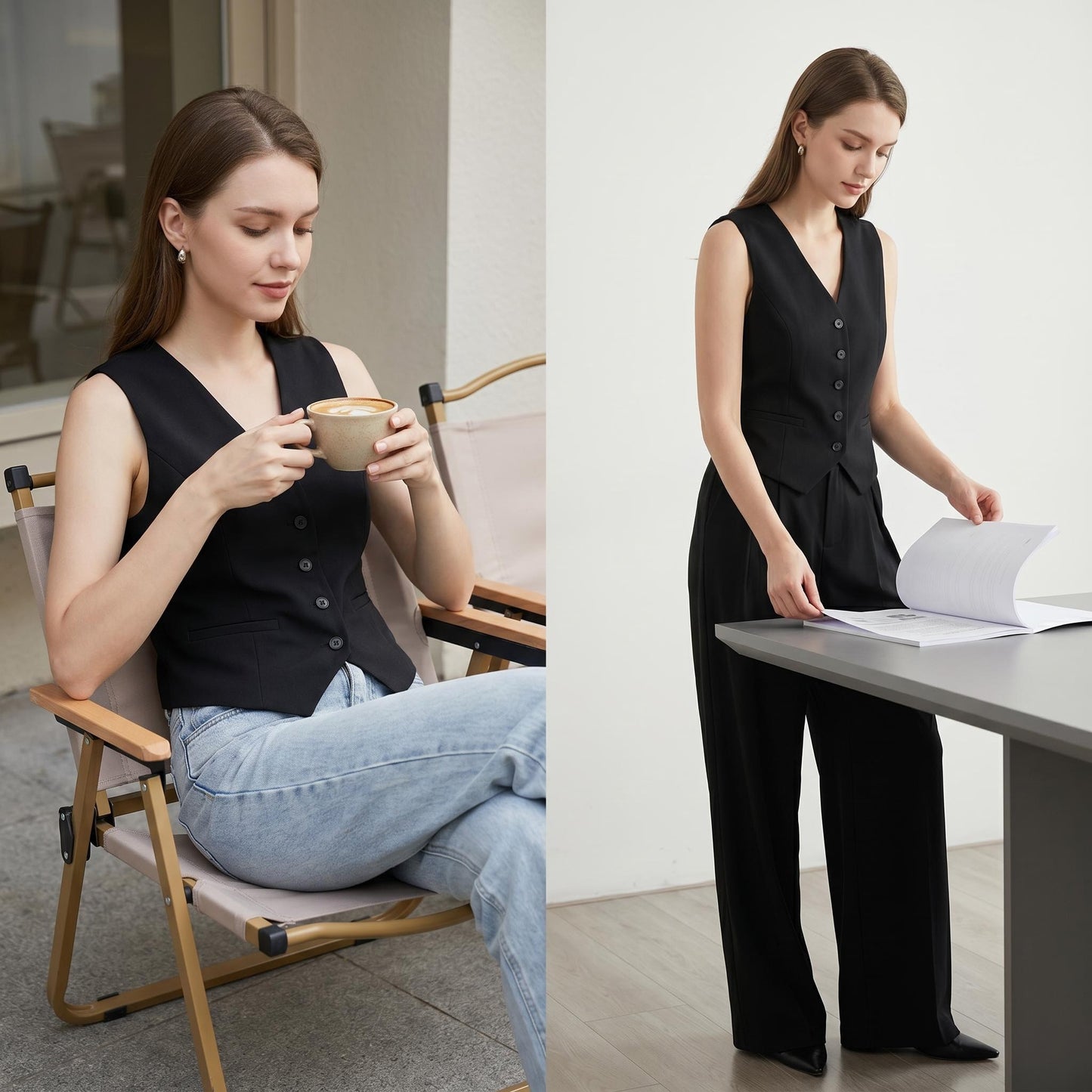 🖤 Női fekete Chanel-stílusú blézer mellény: könnyű, prémium minőségű, ujjatlan nyári szett ☀️