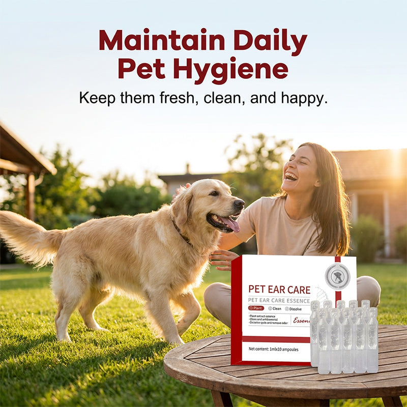 "1+1 brezplačno 🎁✨" 🐕🌿 Nežna nega za kosmate prijatelje! Higienični čistilec ušes za pse in mačke – 🌱rastlinski izvlečki, 💧raztopi umazanijo, 📦10 posameznih ampul