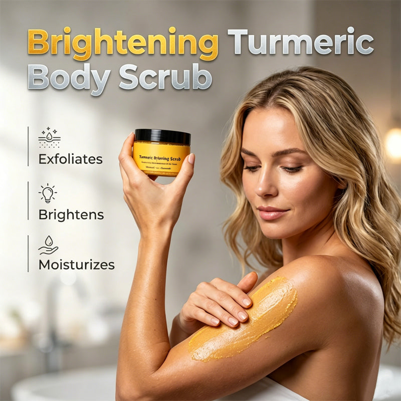 🔥50% Kedvezmény🏷️✨ Természetes kurkuma testradír, 🌊 tengeri sóval, 🌿 jojobaolajjal és E-vitaminnal – arcra és testre