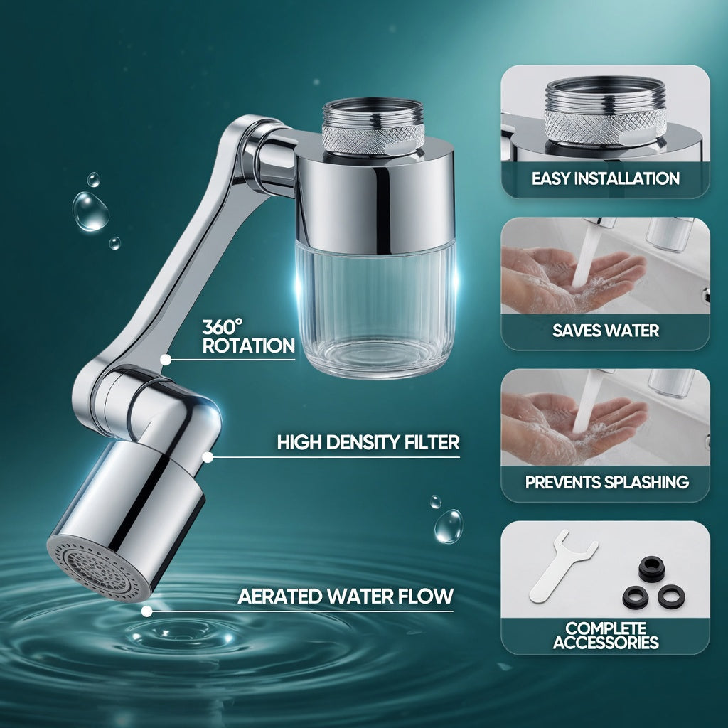 🔥50% Kedvezmény🏷️🚰 1080°-ban forgatható csap-hosszabbító légbefúvó, 💧 beépített vízszűrővel, 🌊 két üzemmóddal – mosogatóba, fürdőszobába