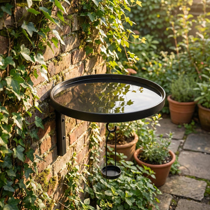 “1+1 ingyen 🎁✨”🐦 Falra szerelhető madárfürdő és etetőtál, 🌿 rozsdamentes fémváz, 💧 20 cm-es fürdőmedencével – helytakarékos kerti megoldás