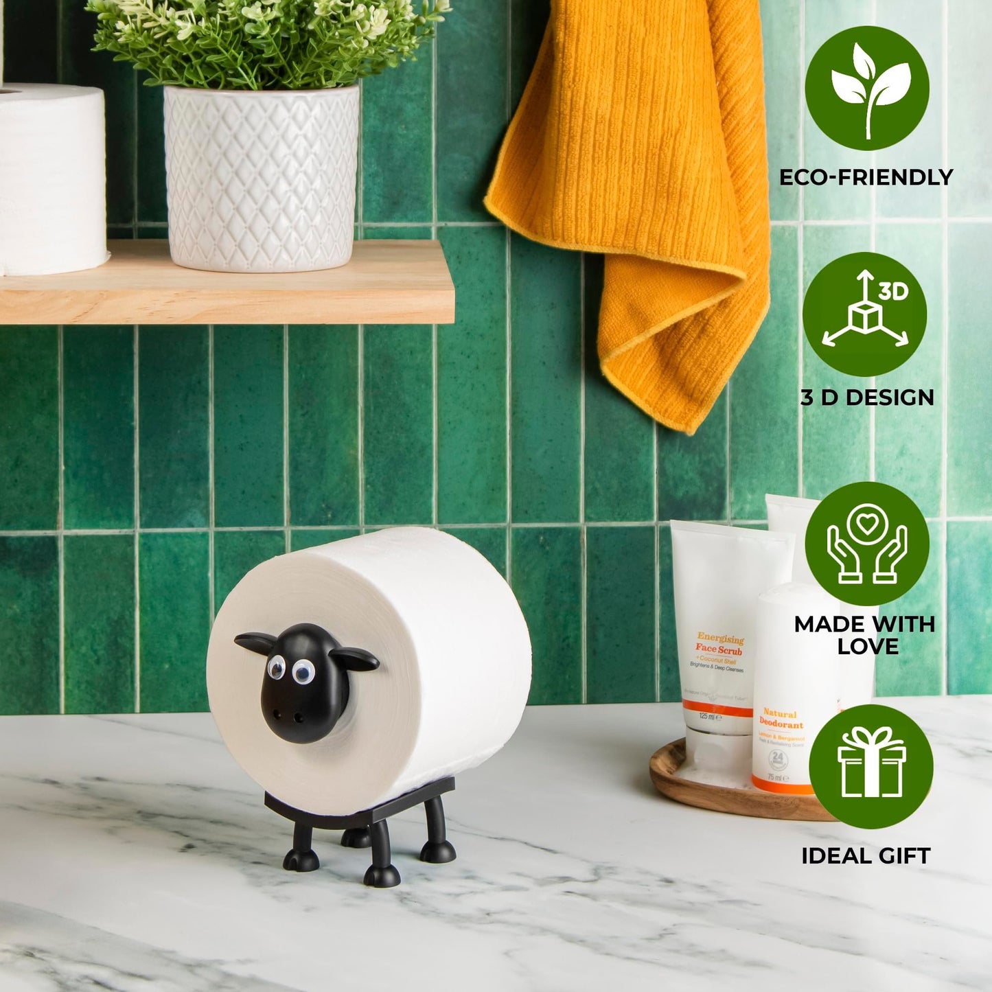 "1+1 brezplačno 🎁✨"🐑 Držalo za toaletni papir v obliki ovce – 🎨 3D tisk, 🛠️ enostavna namestitev, 🎁 edinstveno darilo