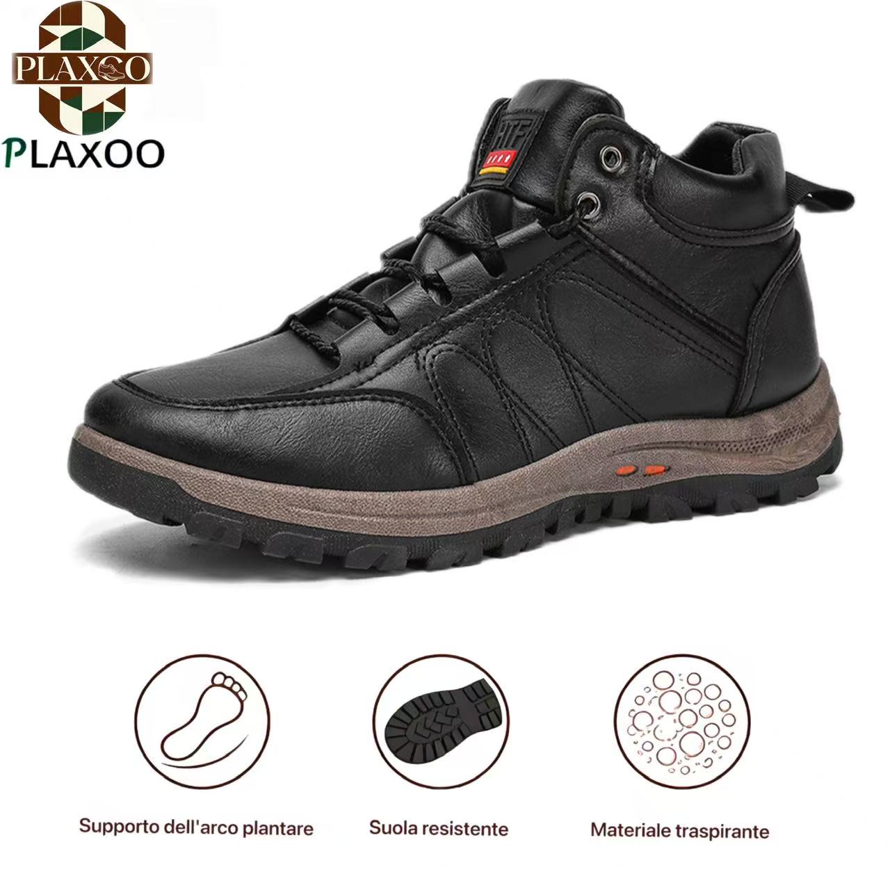 Plaxoo® | Offerta limitata: 50% di sconto!Stivali alti in pelle vera, unisex per uomini e donne!Sono scarpe ortopediche con supporto plantare ergonomico, suola antiscivolo e comodissime da indossare!
