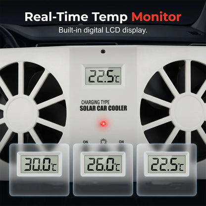 ☀️ Tartsa hűvösen autóját – Automata napelemes szellőző ventilátor hőmérséklet-kijelzővel – Utánvétes 🚗💨