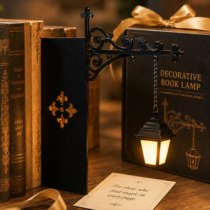 🔥50% popust🏷️📚 Mini knjižna opora v obliki ulične svetilke – 💡 topla svetloba, 🏠 kompaktna, iz železa – retro dekor