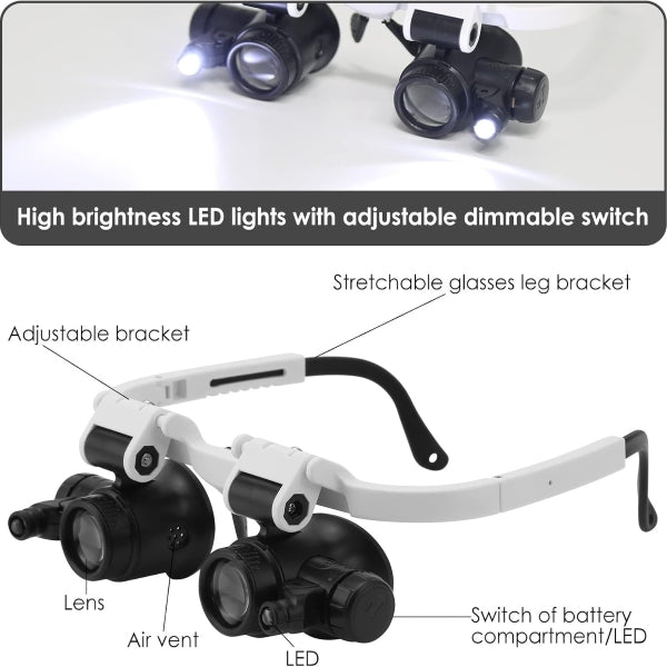 "1+1 brezplačno 🎁✨"   👓 Povečevalna očala z LED-svetlobo – 🔬 8x, 15x in 23x povečava, 💡 nastavljiva osvetlitev – GLAZOOM