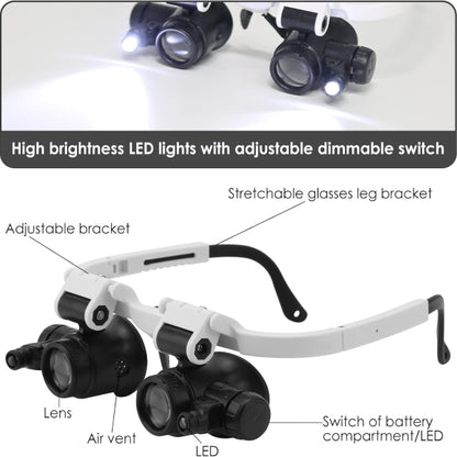 "1+1 brezplačno 🎁✨"   👓 Povečevalna očala z LED-svetlobo – 🔬 8x, 15x in 23x povečava, 💡 nastavljiva osvetlitev – GLAZOOM