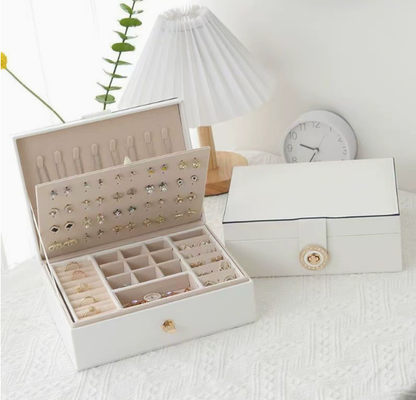 🔥 50% Kedvezmény 🏷️⏰ Korlátozott ideig érvényes ajánlat 💍 Európai stílusú, minimalista, kétszintes ékszeres doboz 📦