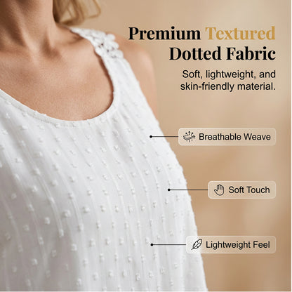 🔥 50% Kedvezmény 🏷️👚 Elegáns, pöttyös csipkés pántos ujjatlan top ✨