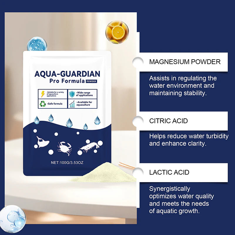 🔥 50% Kedvezmény 🔥 Kettőt vásárolva egyet ingyen kapsz 🎁🐠 Tenyérnyi, 💧 kristálytiszta akvárium, 🔋 gyors hatású víztisztító por – Aqua Guardian Pro Formula
