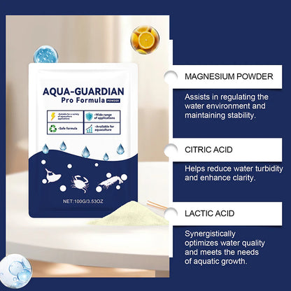 🔥 50% Kedvezmény 🔥 Kettőt vásárolva egyet ingyen kapsz 🎁🐠 Tenyérnyi, 💧 kristálytiszta akvárium, 🔋 gyors hatású víztisztító por – Aqua Guardian Pro Formula