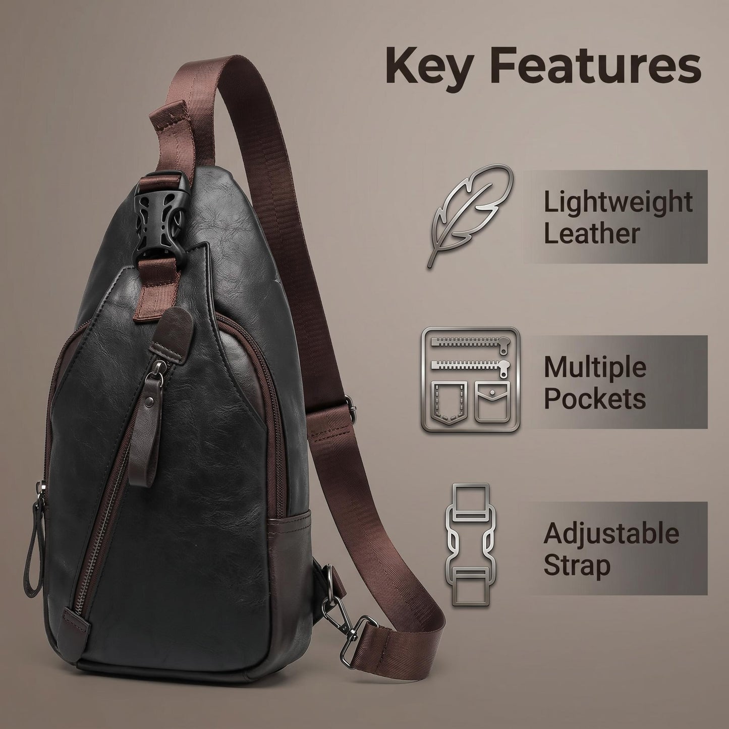 🔥50% Kedvezmény🧳 Férfi könnyű PU-bőr válltáska – 🔒 biztonságos rekeszekkel, 🎒 3-in-1 viselési móddal – mindennapokra és utazáshoz