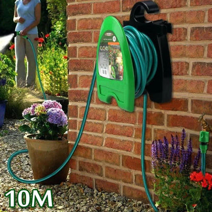 🔥50% Kedvezmény🏷️🌿 Hordozható kerti tömlőtekercs-kocsi – 🔧 falra szerelhető, 💧 10 méteres tömlővel, rendezett kertért