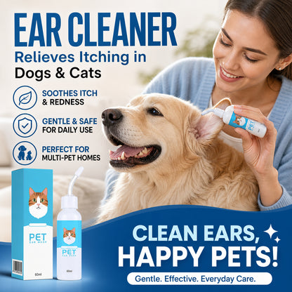 🔥50% Kedvezmény🏷️🐕🐱 Védd meg a szőrös barátod fülét! Kisállat fültisztító folyadék – 🌿növényi kivonatok, 🧪tudományos formula, 👂ergonómikus szilikoncsúcs
