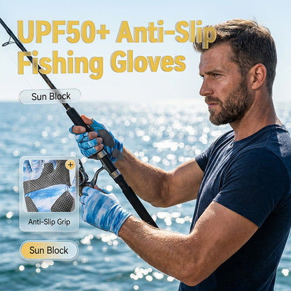 🔥50% Kedvezmény🏷️📏Több méretben kapható🎣 Horgász ujjatlan kesztyű, ☀️ UPF 50+ naptejjel, 💪 megerősített húzózónával – M,L,XL