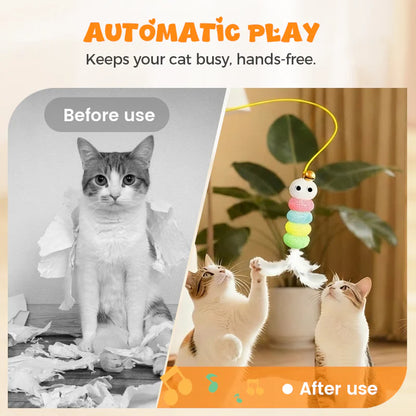🔥50% Kedvezmény🎨Több színben kapható🌈🐈 Automatikus behúzható macskajáték, 🔋 USB újratölthető, 🎲 véletlenszerű mozgással
