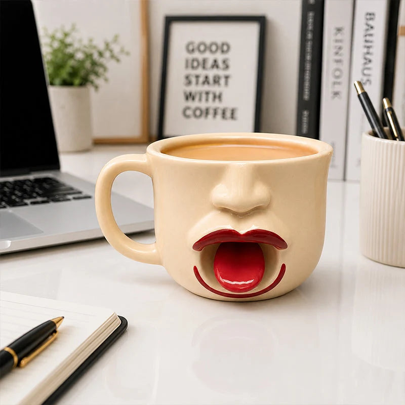 Zabaven keramični lonček z 3D iztegnjenim jezičkom | MUGFUN