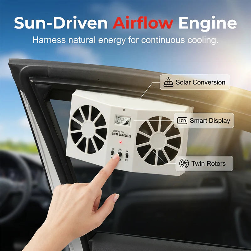 ☀️ Tartsa hűvösen autóját – Automata napelemes szellőző ventilátor hőmérséklet-kijelzővel – Utánvétes 🚗💨