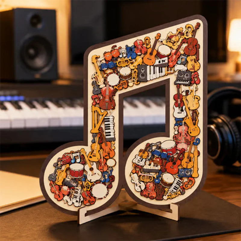 🔥50% Kedvezmény🏷️🎸 Fa hangszer alakú kirakós játék – 🧩 egyedi nyolcszög formában, 🌟 kiváló minőségű fából