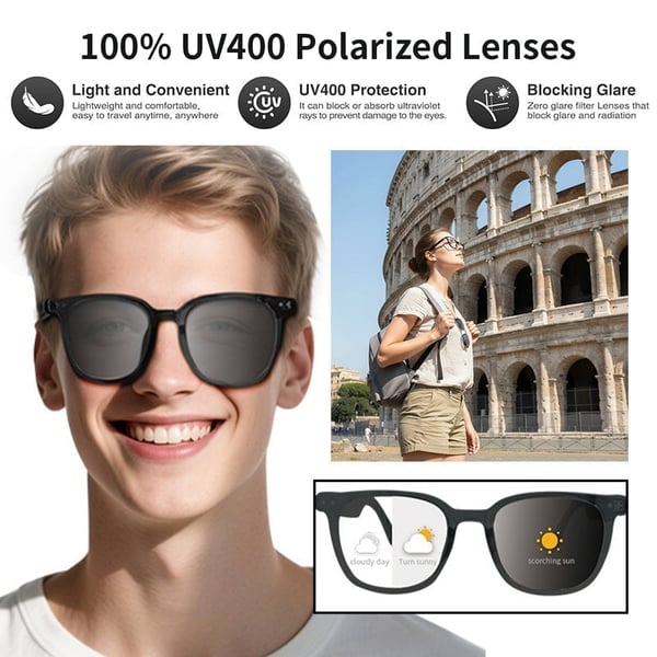 🔥50% Kedvezmény🕶️🌍 Nyelvi korlátok nélkül! AISENSE okos AI szemüveg – 🗣️30+ nyelv valós idejű fordítás, 🎵zene és hívás, ☀️fotokromatikus UV-védelem