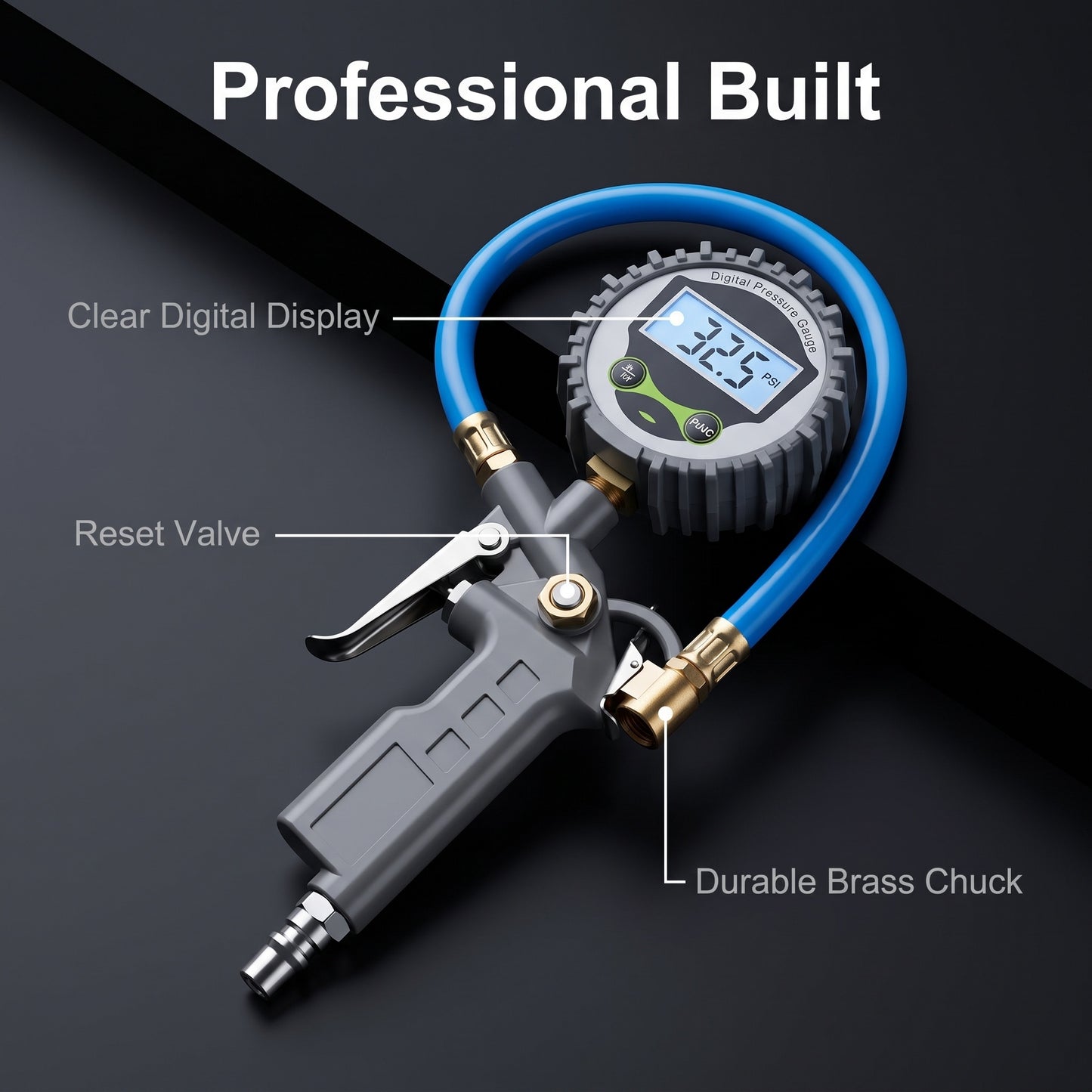 👨‍🔧🛠️ Digitális guminyomásmérő tömlővel – Precíz ellenőrzés és biztonságos vezetés 🚗✨