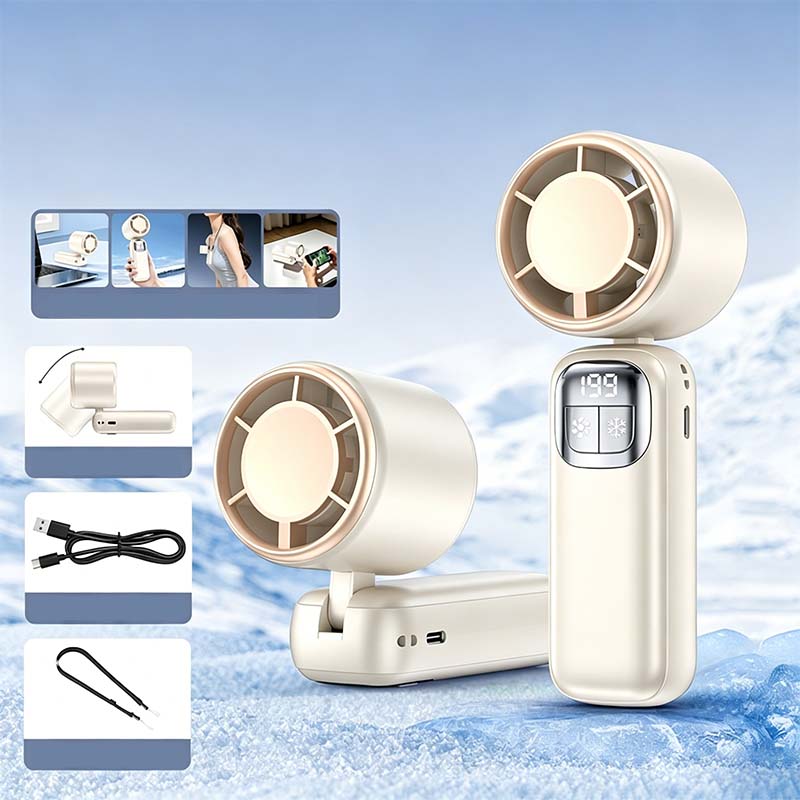 ⏰ Korlátozott ideig érvényes ajánlat 🎁❄️ Félvezető hűtésű kézi ventilátor, 🌀 199 sebességfokozat, 🔋 48 órás akkumulátor-üzemidő – 5 az 1-ben hűtőtárs