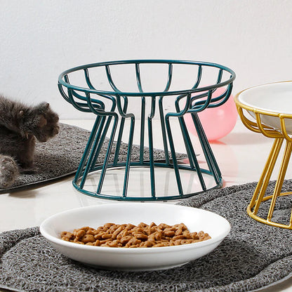 🔥 50% Kedvezmény 🏷️🐱 Kerámia macskatál magas vasállvánnyal – Kényelmes és egészséges étkezés a szőrös barátodnak! 🍽️