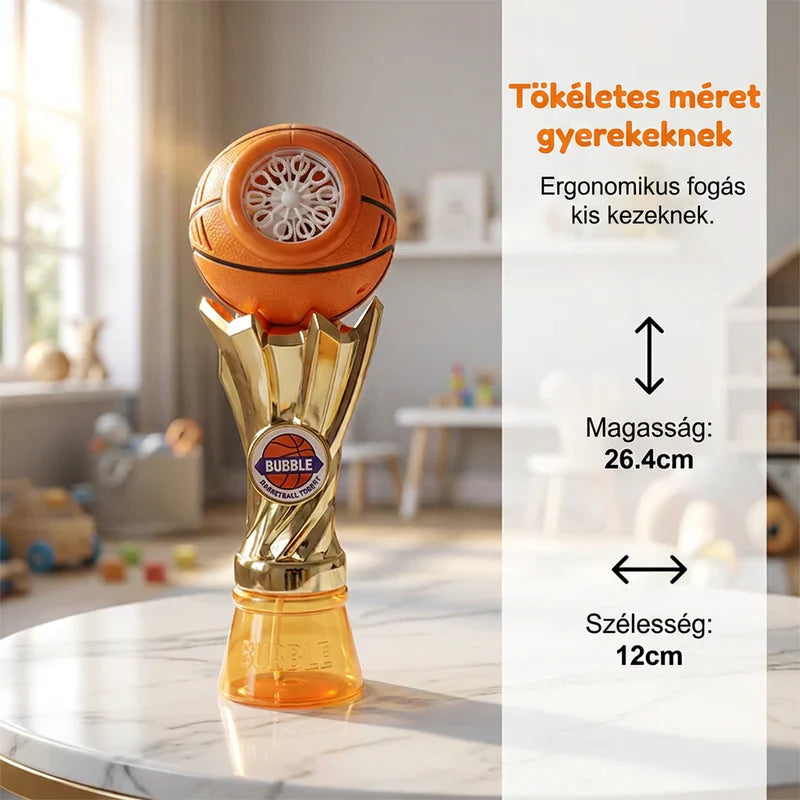 🔥50% Kedvezmény🏷️🏆 Villogó LED-es buborékfúvó, 🏀 sporttrófea formában, 🎉 folyadékkal együtt – azonnali parti hangulat