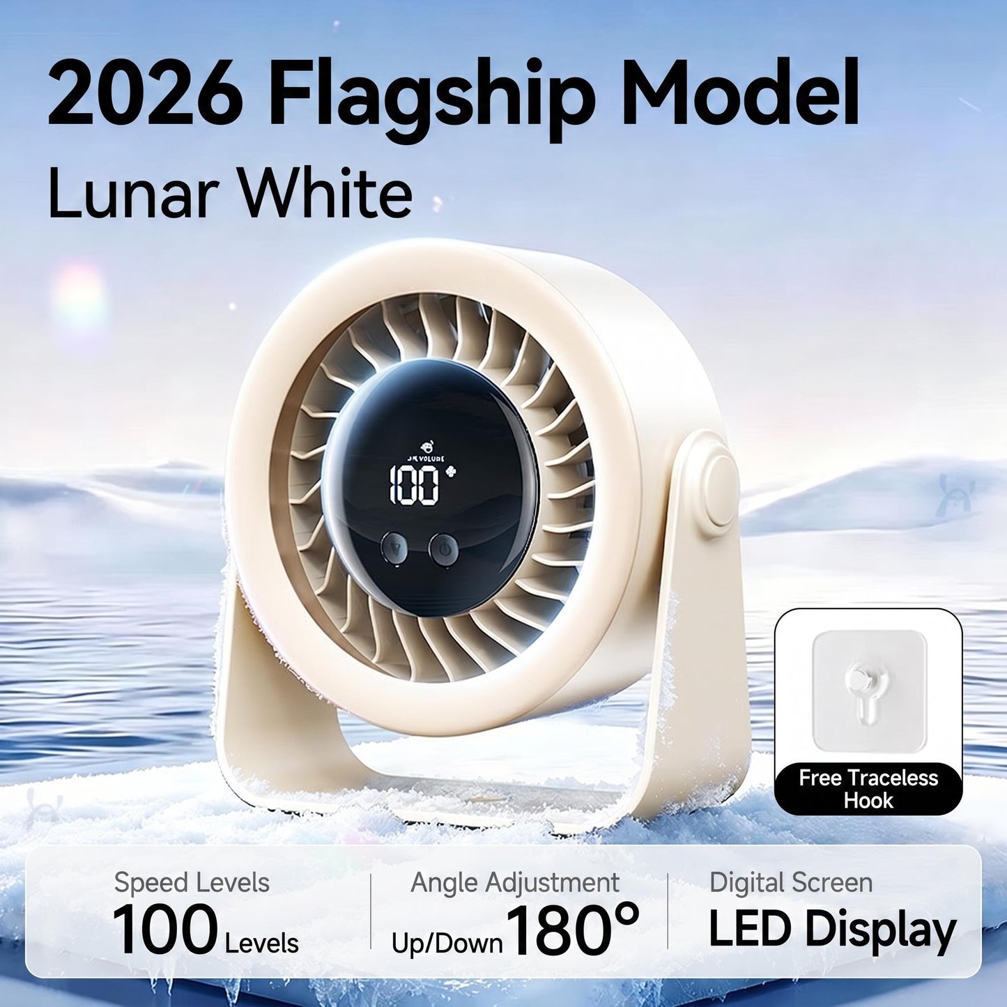 🔥50% Kedvezmény🏷️2026 asztali ventilátor – 🌀 100 állítható sebesség, 💨 erős légáram, 🔇 halk kefe nélküli motor – USB-ről tölthető, LED-kijelzővel