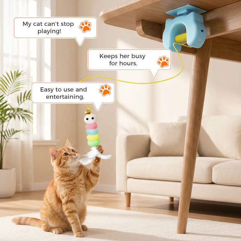 🔥50% Kedvezmény🎨Több színben kapható🌈🐈 Automatikus behúzható macskajáték, 🔋 USB újratölthető, 🎲 véletlenszerű mozgással
