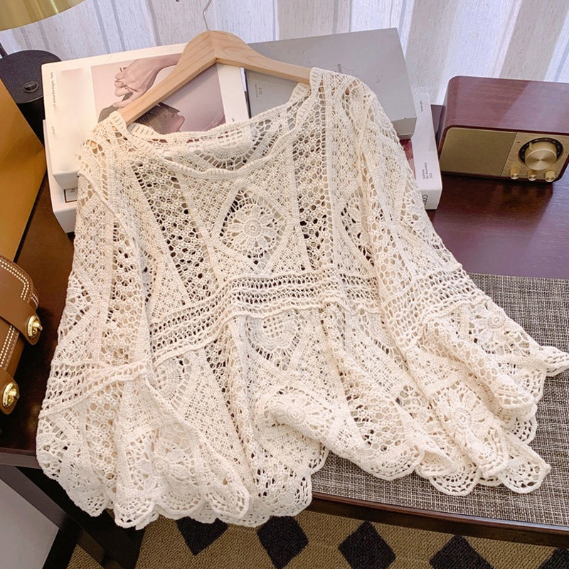 👗 Női, vintage stílusú csipkés strandblúz 🏖️