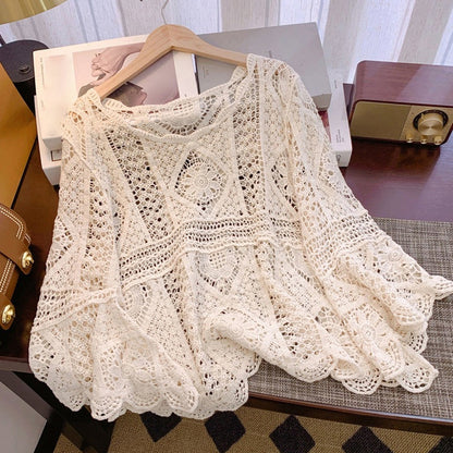 👗 Női, vintage stílusú csipkés strandblúz 🏖️