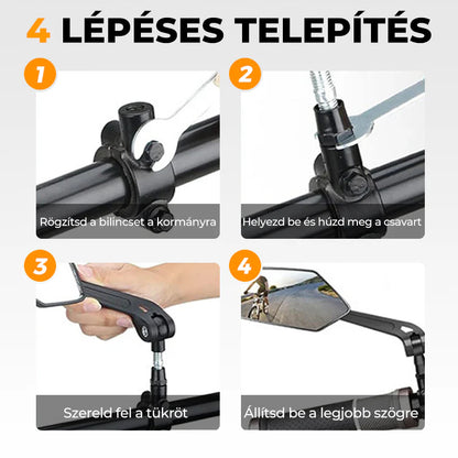 🚴 Univerzális kerékpáros visszapillantó tükör – 🔍 Biztonságos hátsó kilátás, ⚡ egyszerű felszerelés a kormányra