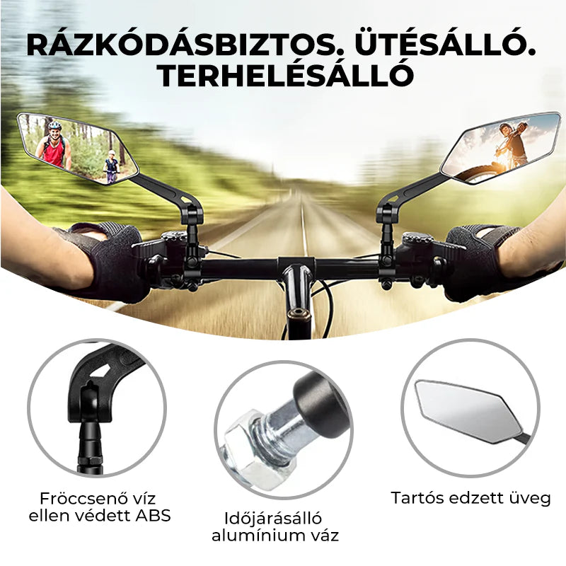 🚴 Univerzális kerékpáros visszapillantó tükör – 🔍 Biztonságos hátsó kilátás, ⚡ egyszerű felszerelés a kormányra