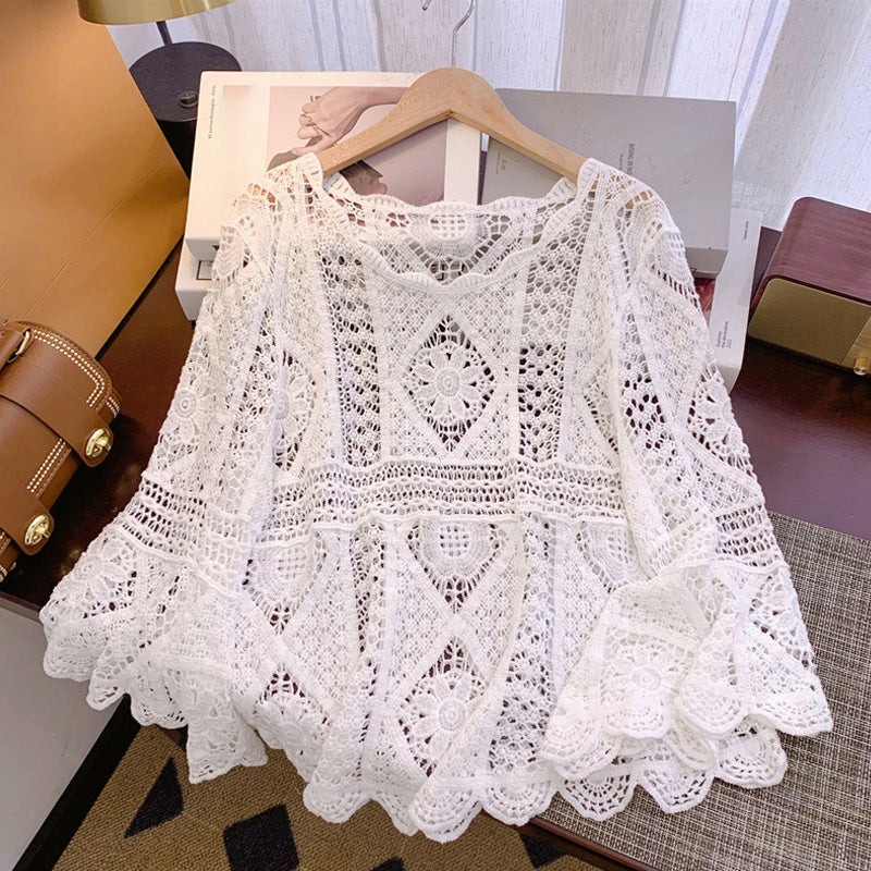 👗 Női, vintage stílusú csipkés strandblúz 🏖️