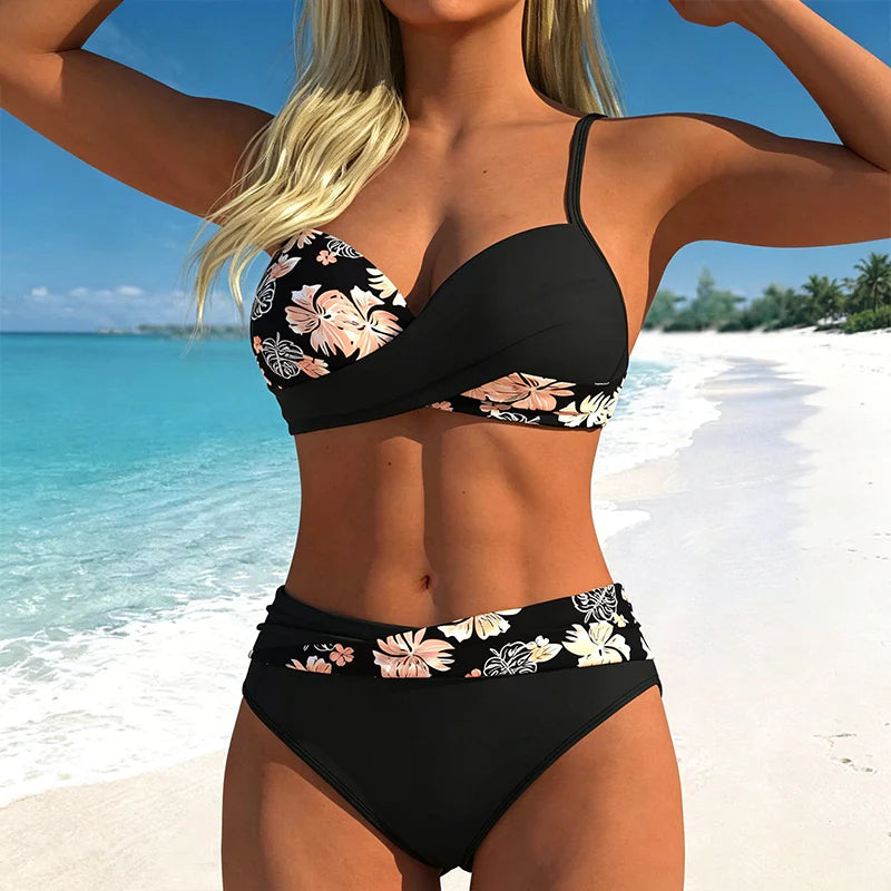 🔥50% Kedvezmény🏷️👙 Kétrészes, push-up hatású bikini szett – 🌊 elegáns wrap kialakítás, 🏖️ prémium rugalmas anyag