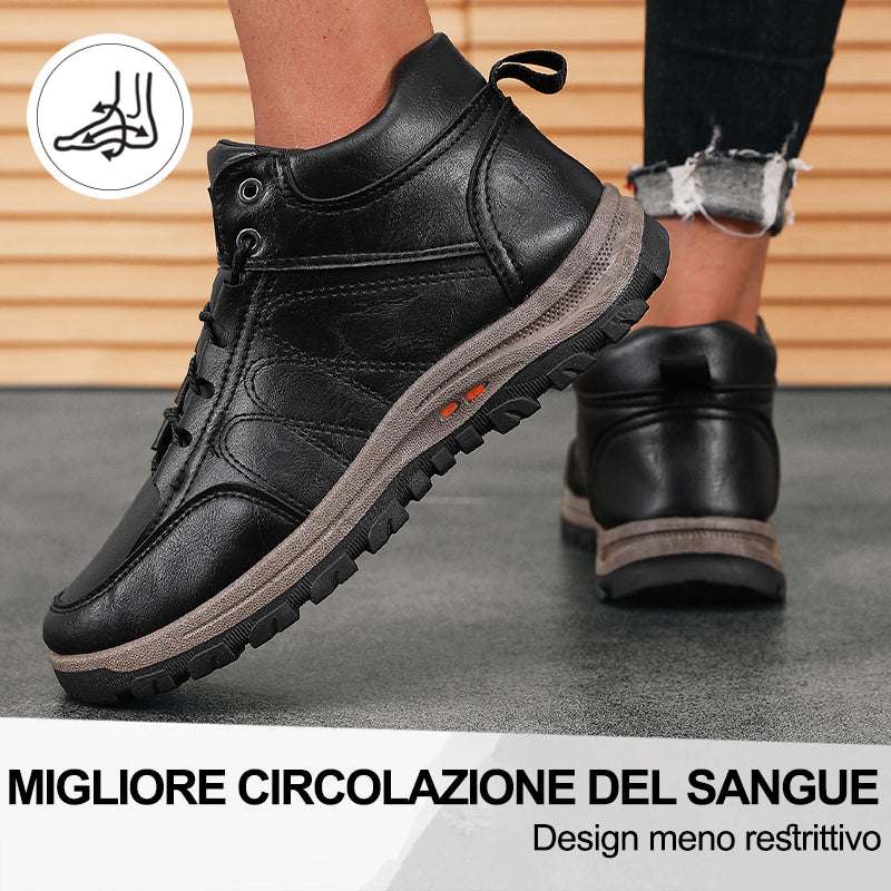 Plaxoo® | Offerta limitata: 50% di sconto!Stivali alti in pelle vera, unisex per uomini e donne!Sono scarpe ortopediche con supporto plantare ergonomico, suola antiscivolo e comodissime da indossare!