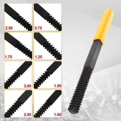 🔥50% Kedvezmény🏷️🔩 Menetjavító reszelő – 8 különböző menetlépcsőhöz, 🛠️ 45# szénacélból, 🔧 kényelmes ergonomikus markolattal